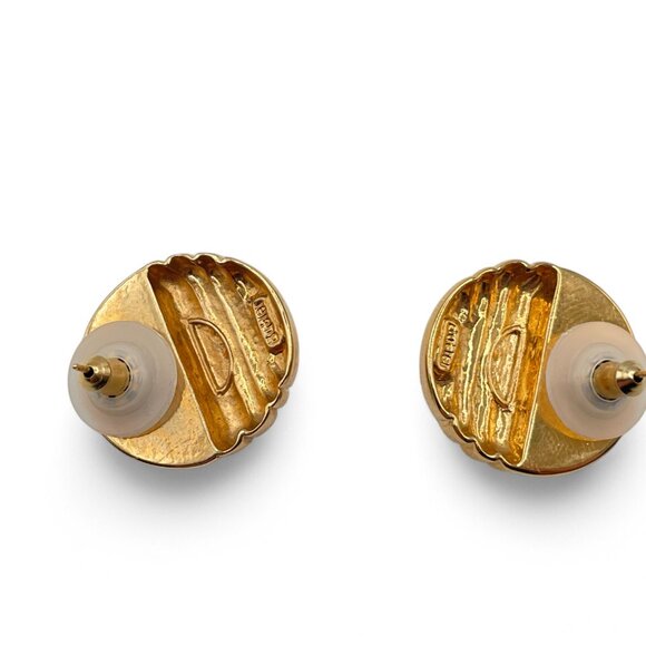 Vintage BUTLER Elevated Pokemon Style Red and Gold Tone Round Post Earrings - Picture 7 of 9